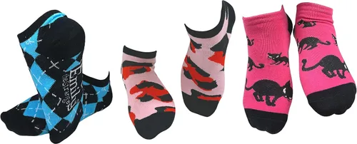 Vista 5 de Women's Emily the Strange Cute Fun Edgy Black Cat Skull No show Socks - 6 Pair