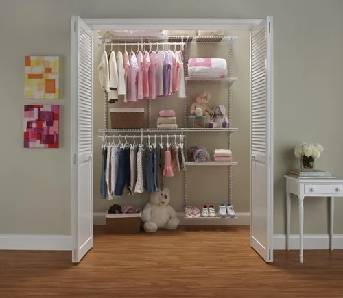 Vista 10 de ClosetMaid ShelfTrack - Sistema organizador de alambre para armario, ajustable de 5 a 8 pies, con estantes, barras de ropa, estante para zapatos