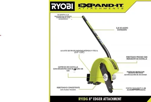 Vista 3 de RYOBI Expand-It Accesorio Universal de Eje Recto para Bordeadora de Césped