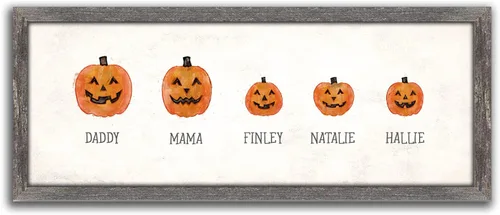 Vista 29 de Personal-Prints Familia Jack-O-Lantern – Regalo único personalizado de Halloween u otoño para Acción de Gracias o decoración y inauguración