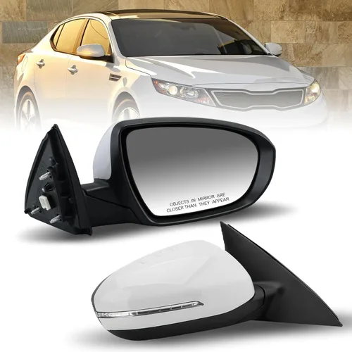 Vista 16 de Espejo lateral del conductor compatible con espejos Kia Optima 2011 2012 2013 con luz intermitente, vidrio eléctrico, plegado manual, repuesto Negro
