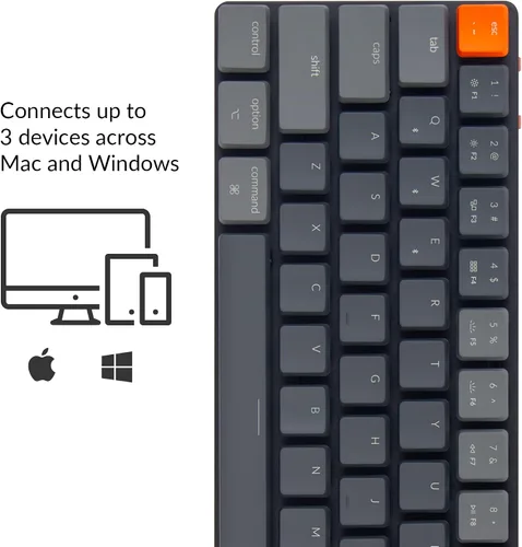 Vista 2 de Keychron K7 - Teclado de computadora con 68 teclas ultra delgado RGB retroiluminado en caliente para Mac Windows teclado mecánico inalámbrico