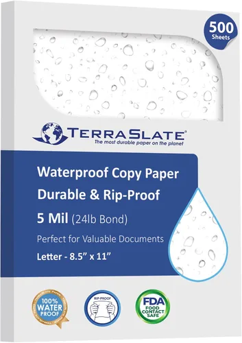 Vista 13 de TerraSlate - Papel impermeable de alta calidad, 5 mil, 8.5 x 11 pulgadas, compatible con impresora láser y copiadora, duradero y resistente a