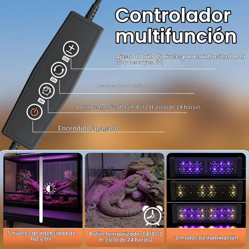 Vista 3 de LED UVB Reptile Light with Timer & Dimmer (8.5inch)