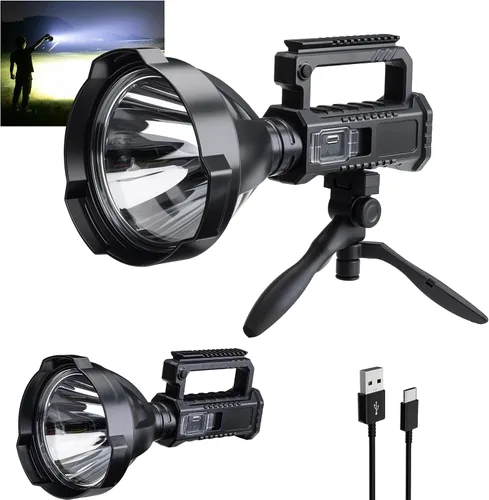 Vista 7 de Reflector Recargable para Exteriores, Linterna de Mano de 2,000,000L, Luz de Reflector LED Súper Brillante de Alto Lúmenes con Trípode Ajustable, 4