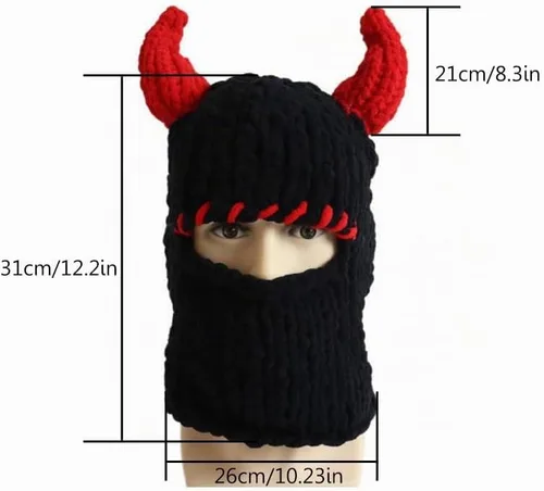 Vista 4 de Gorro de punto de crochet grueso para mujeres y niñas, divertido gorro de conejo con orejas largas con máscara y bufanda, pasamontañas térmico