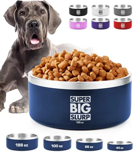 Vista 20 de Tuff Pupper Tazón Aislado de Servicio Pesado para Perros Plato de Comida para Perros de Acero Inoxidable de Doble Pared Tazón Antideslizante a
