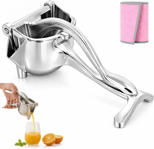 Vista 9 de Exprimidor manual de hierro fundido resistente, exprimidor de jugo de frutas de acero inoxidable para limón y naranja, exprimidor de prensa