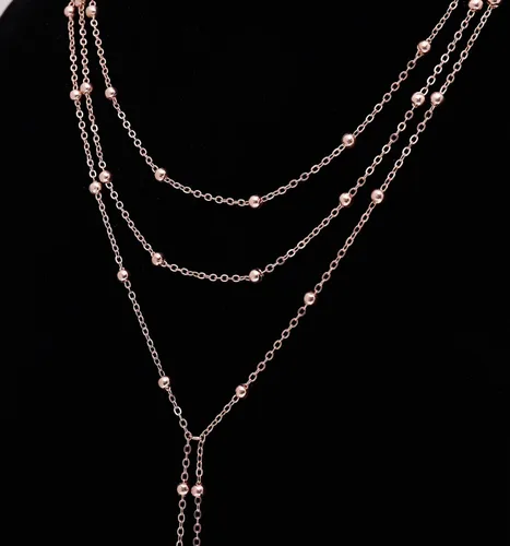 Vista 3 de MOLOCH Gargantilla de capa de cadena larga con borla para mujeres y niñas, hecho a mano, estación de cuentas y collar de cadena de abalorios, collar