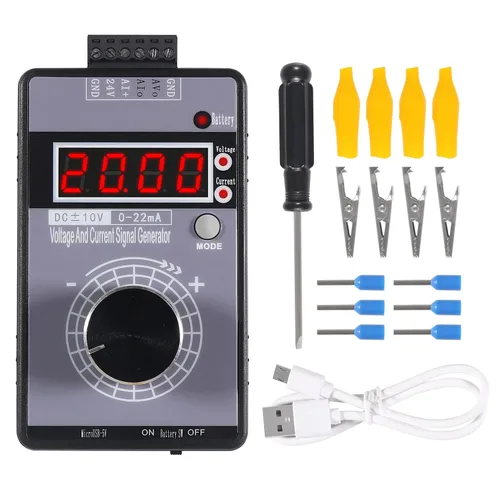 Vista 9 de Generador de señal ajustable de 4-20 mA,AITRIP DC 0-10V 0 4-20 mA Simulador analógico de voltaje de corriente para ajuste de valor, panel PLC LED