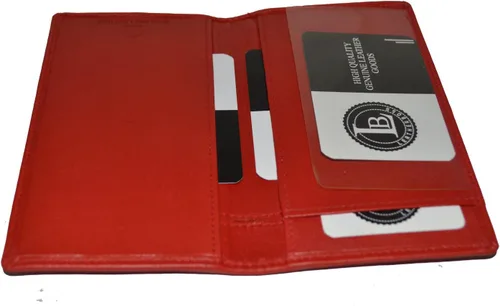 Vista 3 de Leatherboss - Funda de piel auténtica para chequera, Rojo -, Cartera de viaje