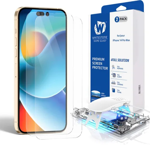 Vista 7 de DOME GLASS Whitestone [cobertura completa perfecta] Protector de pantalla de vidrio templado para iPhone 14 Plus con lámpara UV [2 unidades]