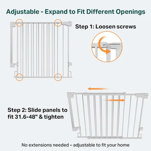 Vista 26 de Cumbor 29.2–43" Puerta de bebé para escaleras, de montaje en pared (se requiere taladrar), puerta para perros expandible sin barra inferior, puerta