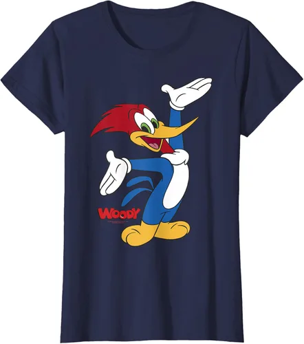Vista 26 de Woody Woodpecker Camiseta con logotipo de cuerpo completo Negro