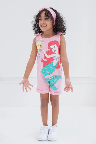 Vista 2 de Disney Princesa Rapunzel Ariel Belle Jasmine Aurora - Mameluco con broches y diadema para bebés niñas desde recién nacidas hasta niñas pequeñas