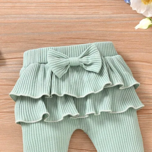 Vista 6 de Aalizzwell Conjunto de mameluco acanalado para bebés y niñas prematuros, para otoño e invierno