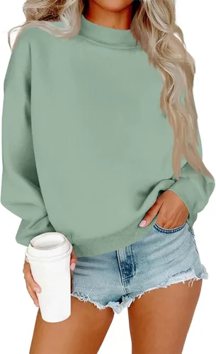 Vista 7 de Sudadera de manga larga para mujer, sudaderas de gran tamaño, ajuste holgado, color liso, tallas S-2XL