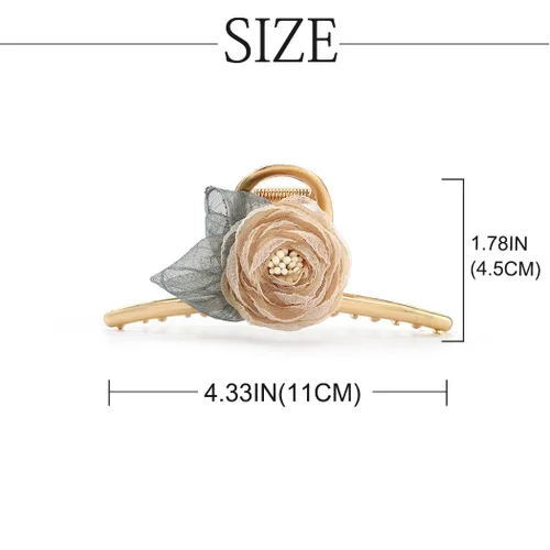 Vista 6 de Bohend Pinza para el pelo de flor grande, antideslizante, grueso, fuerte, accesorios de peinado para mujeres y niñas