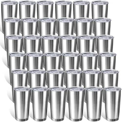Vista 9 de Sieral 36 Pack Stainless Steel Tumblers Bulk with Lids, 20 oz, Cool Color Color fresco