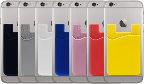 Vista 7 de SHANSHUI - Soporte para tarjeta de crédito de silicona, compatible con todos los teléfonos iPhone, Android y la mayoría de los teléfonos Negro x3
