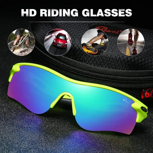 Vista 5 de Bevi Gafas de sol deportivas polarizadas para hombres y mujeres béisbol correr ciclismo golf tr90 marco duradero y ultraligero