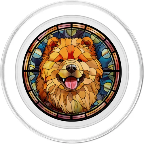 Vista 2 de Chow Chow Dog Stained Glass Leadlight Artistic Design PopSockets MagSafe PopGrip for iPhone