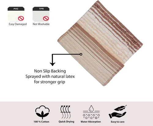Vista 7 de Home Weavers Gradation Collection - Alfombra de baño 100% algodón, suave y absorbente, antideslizante, lavable a máquina, rectangular, 17 x 24 Beige
