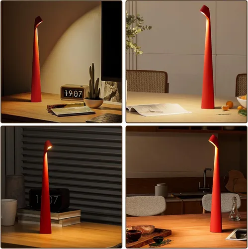Vista 3 de HAPYGI Lámpara de escritorio LED portátil inalámbrica, lámpara de mesa inalámbrica recargable, brillo de 3 niveles, lámpara de mesa para patio, luz