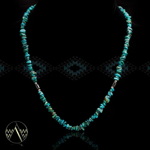 Vista 3 de $200Tag Collar de plata con certificado Navajo Nativo Americano Turquesa Natural 16072 Hecho por Loma Siiva, Metal Piedra, turquesa estabilizada