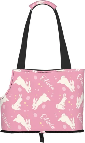 Vista 10 de Transportador personalizado para mascotas, diseño de huevos y pollo amarillo de dibujos animados de Pascua, plegable, de lados suaves, bolsa