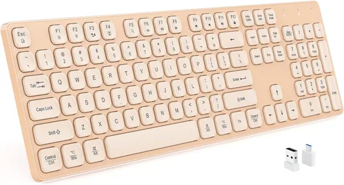 Vista 18 de Teclado con cable USB, teclas cómodas y silenciosas de chocolate, teclado de computadora ultradelgado y duradero con cable (QWERTY) para PC, Windows