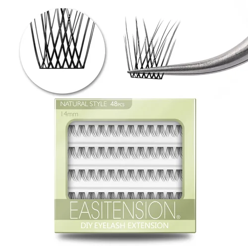 Vista 47 de Extensión de Pestañas DIY, Efecto 3D Pestañas Individuales Adheridas con Pegamento 12 Racimos Conjunto de Pestañas de Volumen, Extensión de Pestañas