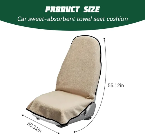 Vista 2 de Funda de asiento de coche de tela de rizo de 55.12 x 29.53 pulgadas, color beige
