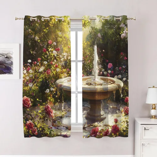 Vista 71 de Maritime Ocean Blackout Tier Curtains, Anchors Nautical Art Half Window Drapes for Kitchen with Rod Pocket,Room Darkening 2 Pack 26X24 Inches