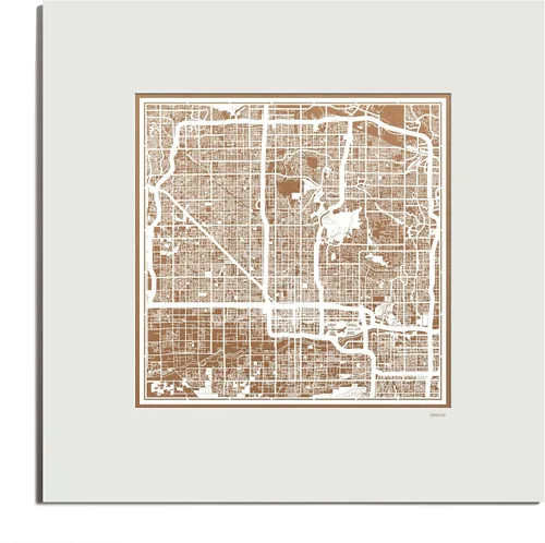 Vista 20 de O3 Design Studio San Diego, CA Paper Cut Map Matted Grey 20x20 in Paper Art