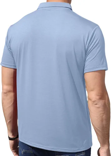 Vista 5 de Lexiart Polo de moda para hombre, camisa de golf de manga corta, con botones, de algodón, con cuello
