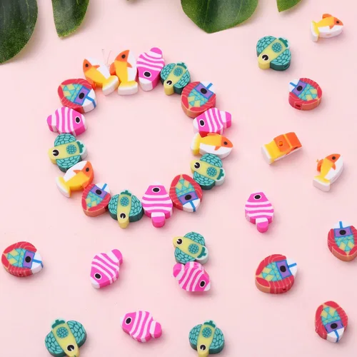 Vista 30 de 100 cuentas espaciadoras de arcilla polimérica para el Día de la Independencia del 4 de julio para hacer joyas, manualidades, pulseras, collares