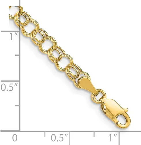 Vista 3 de 14k Yellow Gold Hollow Double Link Charm Bracelet For Women
