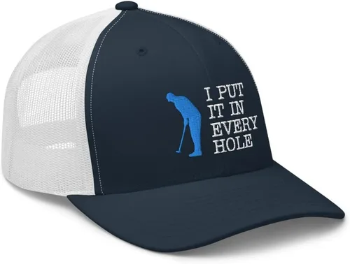 Vista 4 de Gorra de camionero de golf divertida con texto en inglés "I Put It in Every Hole" (ponlo en cada agujero)