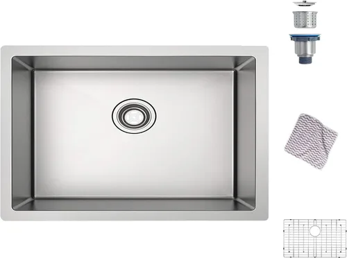 Vista 8 de TORVA Fregadero de Montaje Bajo para Cocina de 13 x 15 Pulgadas, Fregadero de Barra de Acero Inoxidable 304 Premium - Cuenca Profunda de 8 Pulgadas