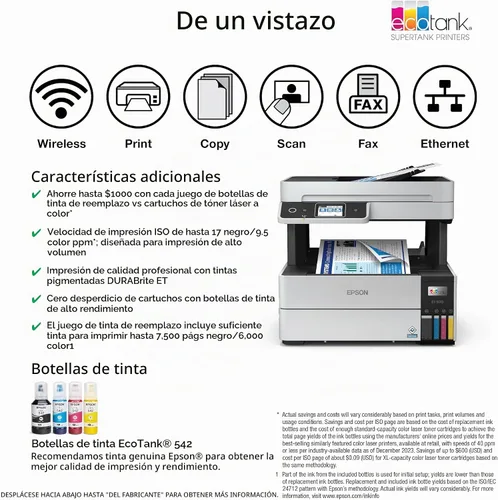 Vista 2 de Epson EcoTank Pro ET-5170 Impresora inalámbrica a color todo en uno Supertank con escáner, copiadora, alimentador automático de documentos para fax