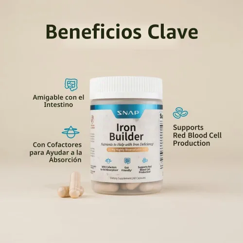 Vista 4 de Snap Supplements Suplementos naturales de hierro constructor, 60 cápsulas veganas