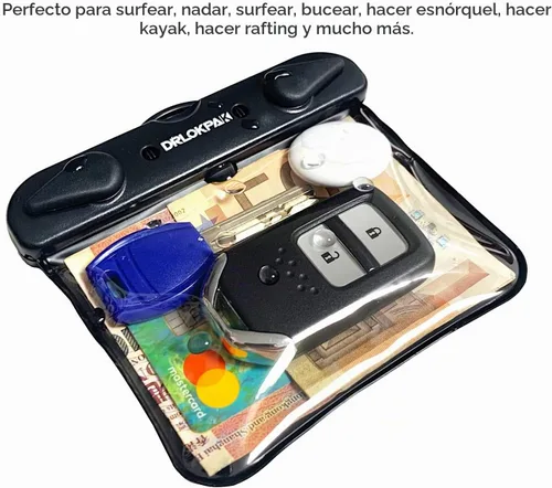 Vista 4 de DRLOKPAK Cartera sumergible impermeable 2Pack Dry Car Key FOB Case Bag Negro y anaranjado