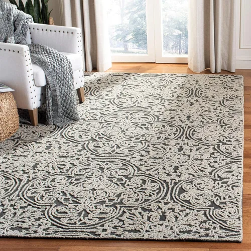 Vista 24 de SAFAVIEH Trace Collection - Alfombra decorativa de 2 x 3 pies, color marfil, lana hecha a mano, ideal para zonas de alto tráfico en entrada, sala