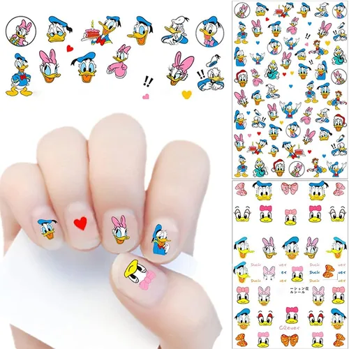Vista 3 de Calcomanías de diseño de uñas, calcomanías autoadhesivas 3D, suministros de arte de uñas, calcomanías de uñas de dibujos animados para mujeres