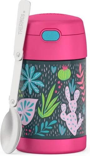 Vista 13 de THERMOS Funtainer - Tarro de alimentos aislado de 16 onzas, tarro de comida para niños con cuchara plegable, azul denim