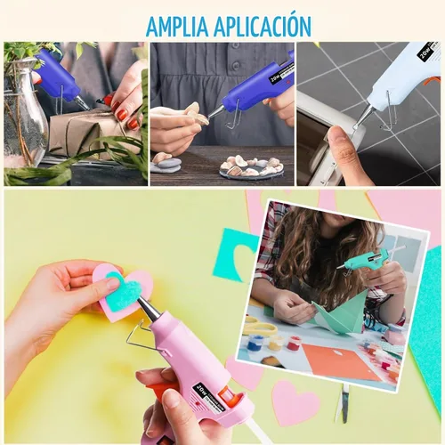 Vista 5 de Mini pistola de pegamento caliente, paquete de 8 para manualidades con 40 varillas, pistola de pegamento derretido, manualidades
