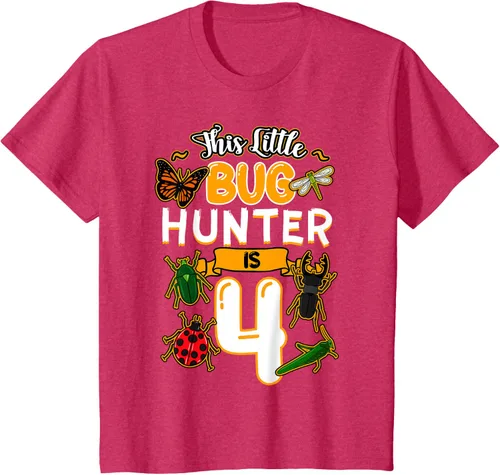 Vista 56 de Camiseta de fiesta de cumpleaños de insectos de este cazador de insectos de 4 años, Negro, S