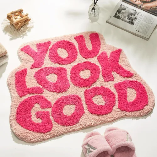 Vista 11 de 𝗟𝗮𝗿𝗴𝗲 𝟮𝟰" x 𝟯𝟭" Alfombra de Baño "You Look Good" Linda Alfombra de Baño Lindas Alfombras de Baño Divertidas Alfombras de Baño Divertidas Decoración