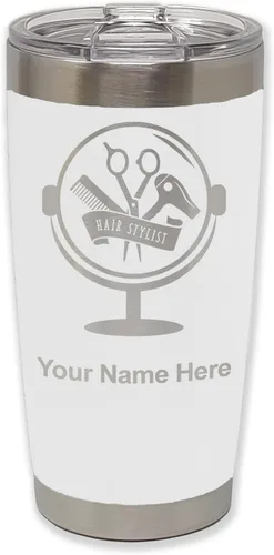 Vista 30 de LaserGram Taza de 20 onzas con aislamiento al vacío, para estilista de cabello, con grabado personalizado incluido (negro) Engraved Gift for Hair
